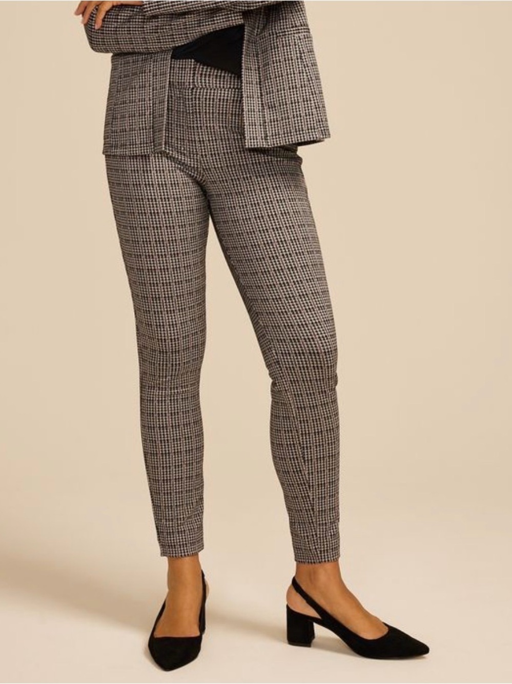 Maurices Houndstooth Ponte Skinny Pant Tan/Black Medium NWT IN PACKAGE